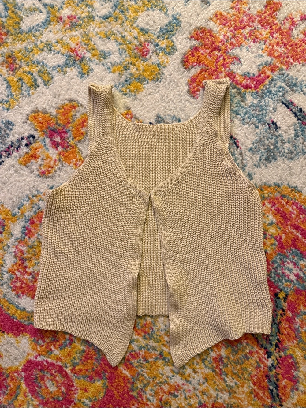 Tan Woven Clasp-Front Top